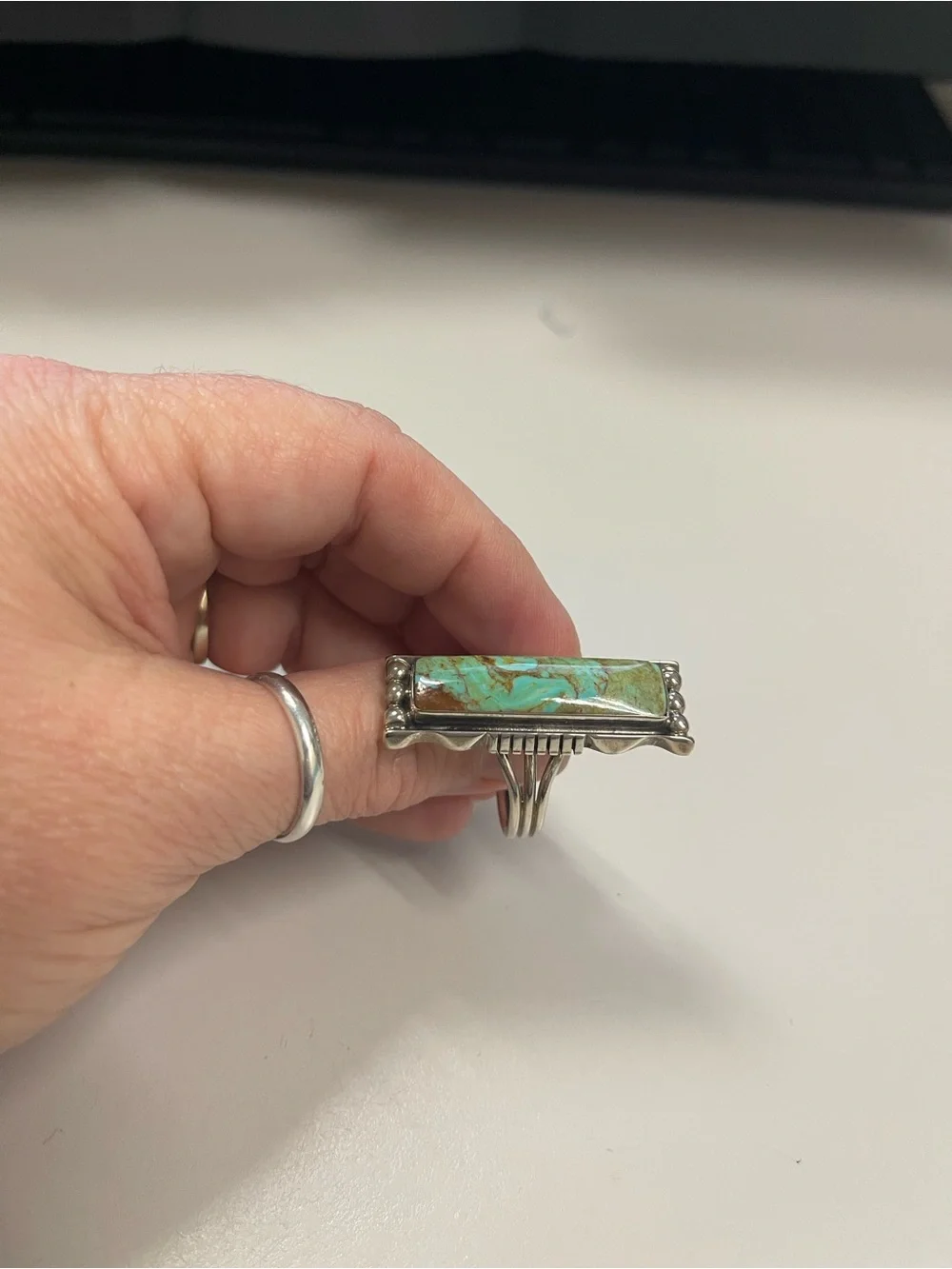 Native American Sterling Silver ring size 10 stamped LL and sterling